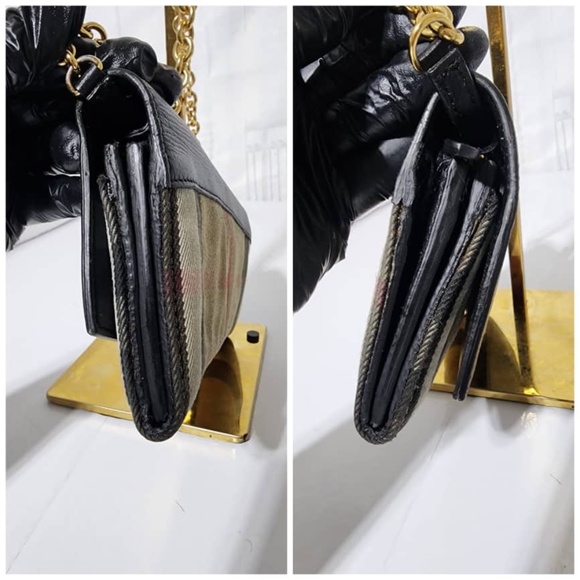 Authentic Burberry Henley Wallet on Chain Leather with House Check Canvas - Picture 5 of 15